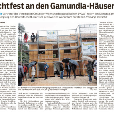 Richtfest an den Gamundia-Häusern